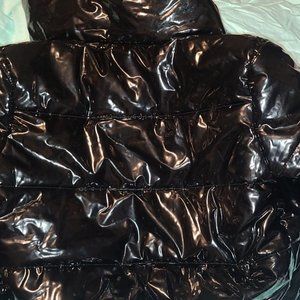 Black Patent Leather Puffy Jacket NWT